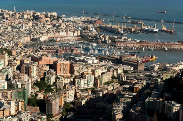 Panorama Der Stadt Genua Von Den Bergen Aus Gesehen — Stockfoto