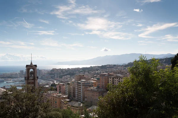 Panorama Ciudad Génova Visto Desde Las Montañas — Foto de Stock