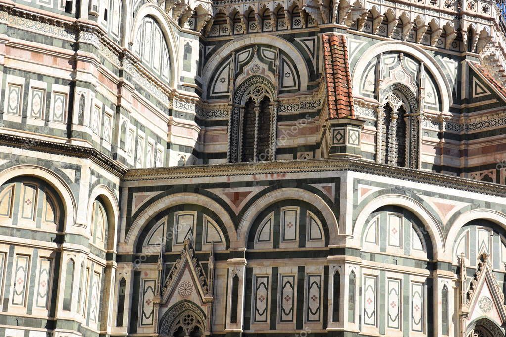 facades of the monumental buildings of the city of Florence in Italy