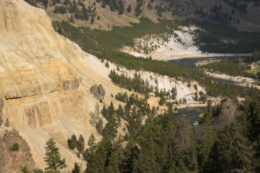Wyoming Yellowstone Milli Parkı Lamar Vadisi'nde Tower Fall peyzaj ve ağaçlar 