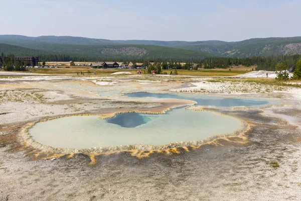 Geiser Aguas Termales Antigua Cuenca Fiel Parque Nacional Yellowstone Wyoming — Foto de Stock