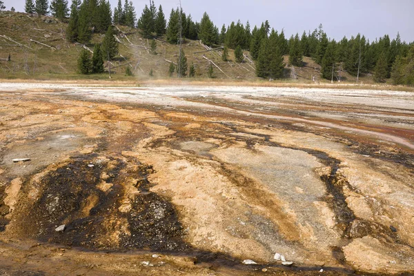 Geyser Och Varma Våren Gamla Trogna Bassängen Yellowstone National Park — Stockfoto