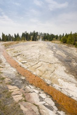 Wyoming Yellowstone Milli Parkı'nda eski sadık havzasında Gayzer ve kaplıca