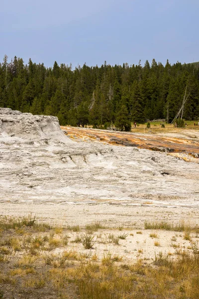 Geyser Och Varma Våren Gamla Trogna Bassängen Yellowstone National Park — Stockfoto