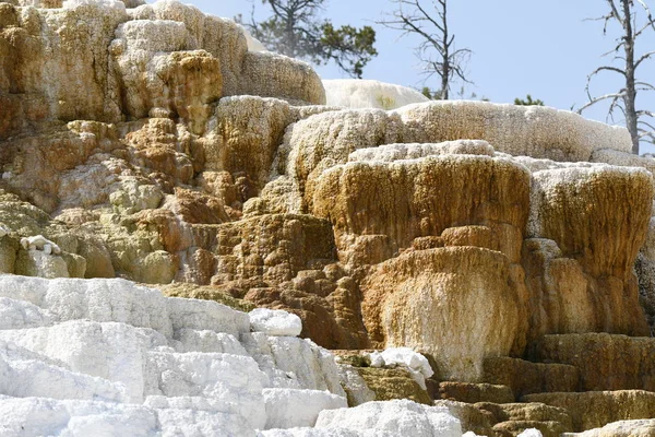 アメリカのワイオム温泉における温泉と石灰岩の形成 — ストック写真