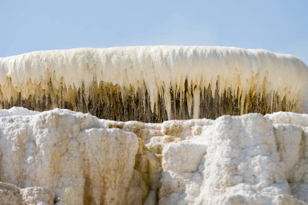 Amerika Wyoming Deki Mamut Kaplıcalarda Termal Yaylar Kireçtaşı Oluşumları — Stok fotoğraf