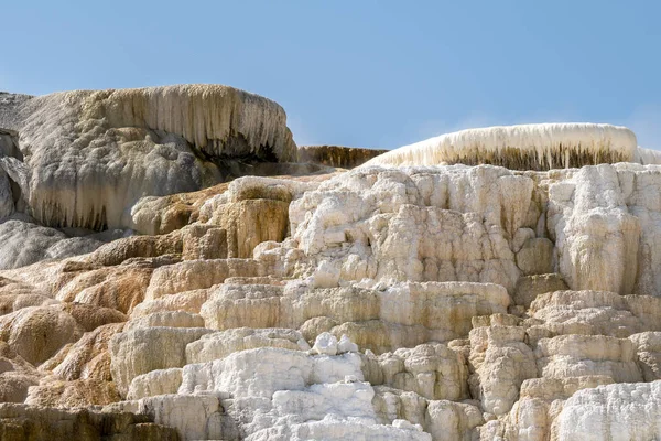 thermal springs and limestone formations at mammoth hot springs in Wyoming in America