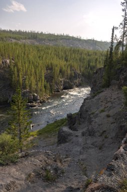 Wyoming 'deki Yellowstone Ulusal Parkı' ndaki yangın deliği kanyonu.