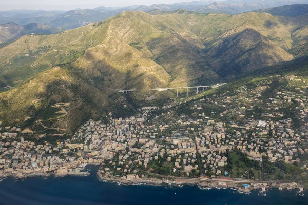 Vista Aérea Cidade Génova Itália — Fotografia de Stock