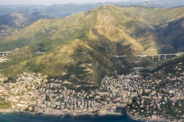 Veduta Aerea Della Città Genova Italia — Foto Stock