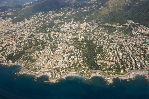 Vue Aérienne Ville Gênes Italie — Photo