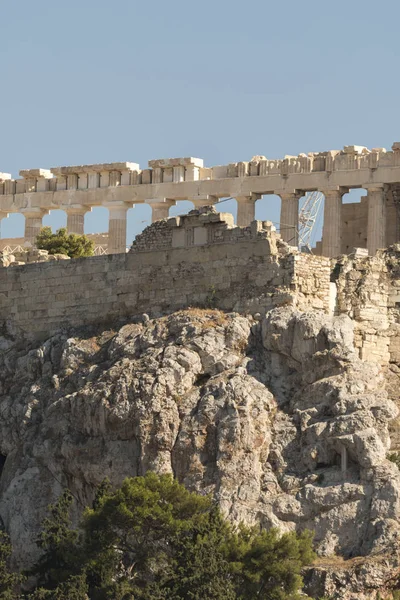 Atina Daki Akropolis Tapınağı Yunanistan Daki Agora Dan Görülüyor — Stok fotoğraf