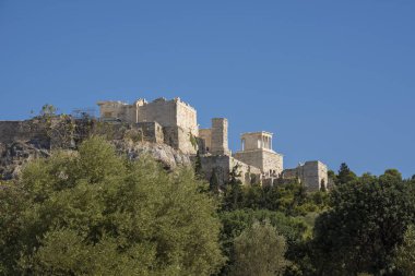 Atina 'daki Akropolis Tapınağı Yunanistan' daki Agora 'dan görülüyor