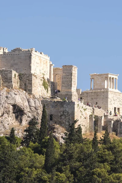 Świątynia Akropolu Aten Atenach Widziana Agory Grecji — Zdjęcie stockowe