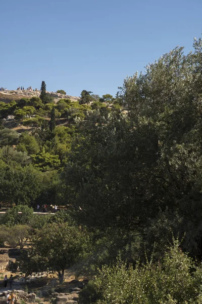 Akropolis Tempel Aten Sett Utifrån Agora Grekland — Stockfoto