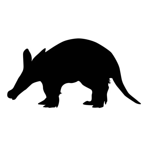 Aardvark Silhuett Isolerad Vitt — Stock vektor