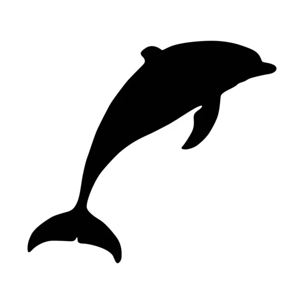 Dolphin Delphinus Delphis Silhouette Vector Encontrado Mar Mais Quente Todo —  Vetores de Stock