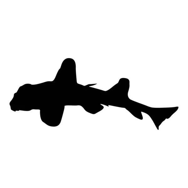 Swimming Horn Shark Heterodontus Francisci Side View Silhouette Found Map — Stockový vektor