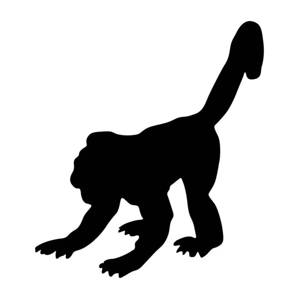 Standing Howler Monkey Alouatta Side View Silhouette Found Map Central — Stock Vector