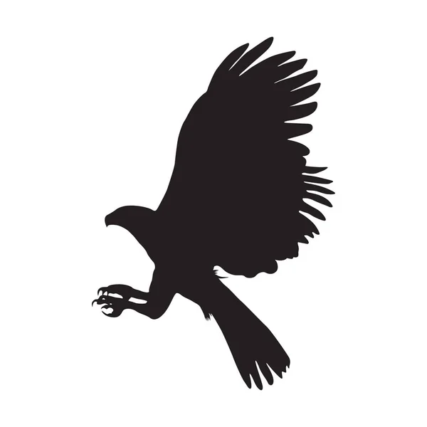 Uçan Harpy Eagle Harpia Harpyja Bir Kenar Görünümde Siluet Batı — Stok Vektör