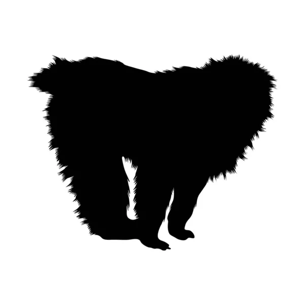 Standing Japanese Macaque Macaca Fuscata Side View Silhouette Found Map — Stock Vector