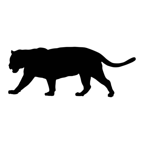 Standing Jaguar Panthera Onca Side View Silhouette Found Map America — Vector de stock