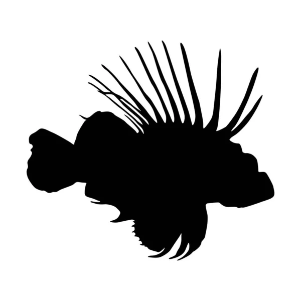 Natación Lionfish Pterois Volitans Una Silueta Vista Lateral Que Encuentra — Vector de stock