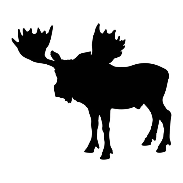 站在欧亚大陆 欧洲和北美地图上的侧视图轮廓上的麋鹿 用于基本印刷书籍 动物书籍和动物内容的好方法 — 图库矢量图片