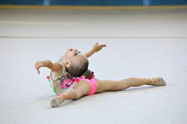 Moscow Russia 2019 Moscow Grace Regional Competitions Girl Gymnast Performs — Stock Photo, Image