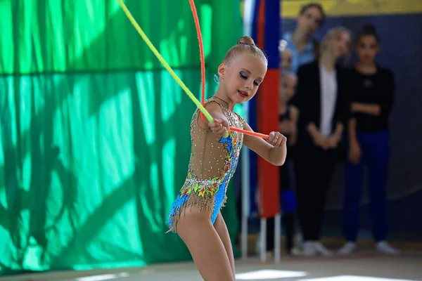 Moskou Rusland 2019 Moskou Grace Regionale Competitie Meisje Gymnast Competitie Stockafbeelding