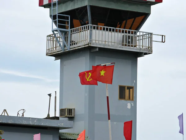 Airport Island Phu Quoc Vietnam Tower Which Two Red Flags — Stock Photo, Image