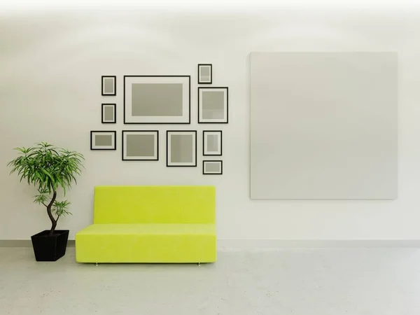 Modern Waiting Area Office Yellow Sofa — Stock Photo, Image