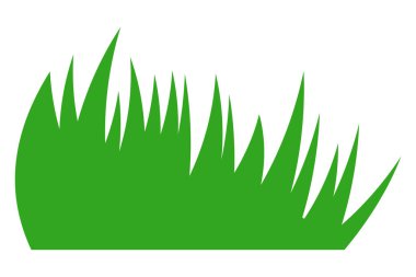 Yeşil çimen siluetleri. Çizgi film çimleri düz stil. Bushes illüstrasyonu. Vektör illüstrasyonu beyaz arkaplanda izole edildi.