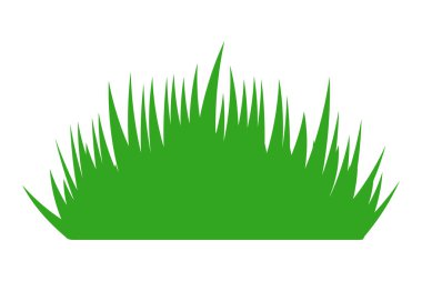 Yeşil çimen siluetleri. Çizgi film çimleri düz stil. Bushes illüstrasyonu. Vektör illüstrasyonu beyaz arkaplanda izole edildi.