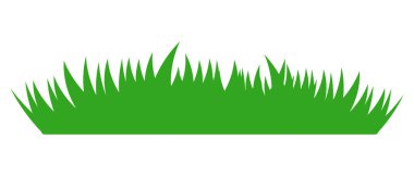 Yeşil çimen siluetleri. Çizgi film çimleri düz stil. Bushes illüstrasyonu. Vektör illüstrasyonu beyaz arkaplanda izole edildi.