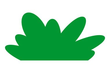 Yeşil çimen siluetleri. Çizgi film çimleri düz stil. Bushes illüstrasyonu. Vektör illüstrasyonu beyaz arkaplanda izole edildi.