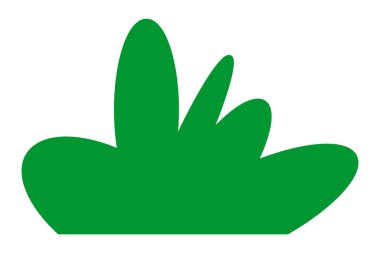 Yeşil çimen siluetleri. Çizgi film çimleri düz stil. Bushes illüstrasyonu. Vektör illüstrasyonu beyaz arkaplanda izole edildi.