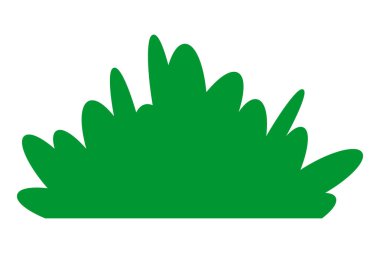 Yeşil çimen siluetleri. Çizgi film çimleri düz stil. Bushes illüstrasyonu. Vektör illüstrasyonu beyaz arkaplanda izole edildi.