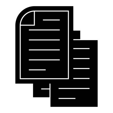 Belge kağıdı siyah simgesi. İş için bir sayfa kağıt. Dosya siyah sembolü. Beyaz arkaplanda izole edilmiş vektör.