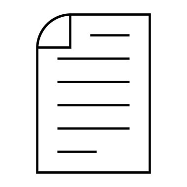 Belge satırı simgesi. İş için bir sayfa kağıt. Dosya sembolü. Beyaz arkaplanda izole edilmiş vektör.