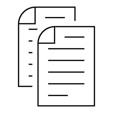 Belge satırı simgesi. İş için bir sayfa kağıt. Dosya sembolü. Beyaz arkaplanda izole edilmiş vektör.