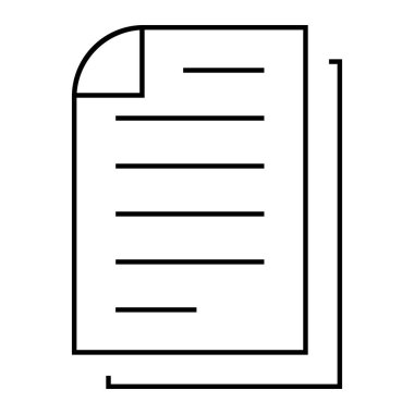 Belge satırı simgesi. İş için bir sayfa kağıt. Dosya sembolü. Beyaz arkaplanda izole edilmiş vektör.