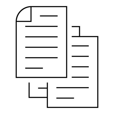 Belge satırı simgesi. İş için bir sayfa kağıt. Dosya sembolü. Beyaz arkaplanda izole edilmiş vektör.