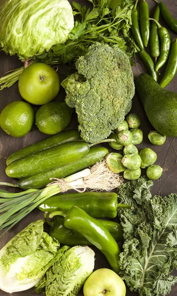 Zielona żywność dla zdrowia, owoce i warzywa zbliżenie. — Zdjęcie stockowe