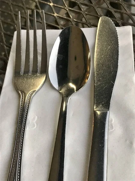 Some Silverware Table Restaurant — Stock Photo, Image