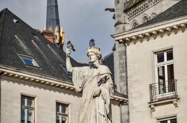 Statue of a woman on one of the central squares of Nantes, France