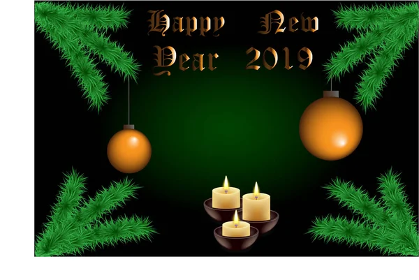 Metin alanları, çam dalları ile Noel kartı