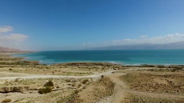 Paisaje Con Costa Del Mar Muerto — Vídeos de Stock