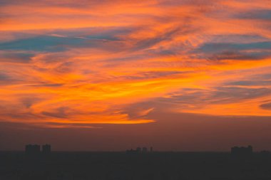 gece şehir üzerinde gün batımı , Bangkok, Tayland