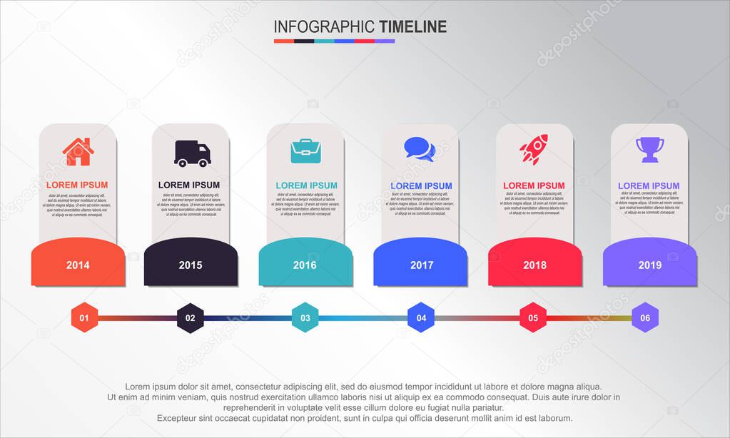 Timeline Business Infographic design vector with icons can be used for workflow layout Business data visualization. Creative concept for infographic